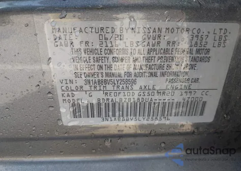 2020 Nissan Sentra S Xtronic Cvt from USA, damaged, VIN 3N1AB8BV5LY258596